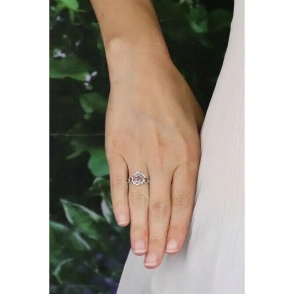 Sterling Silver Pink Topaz Flower Ring size 6 - Picture 3 of 8